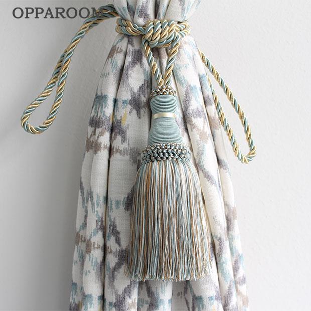 カーテンタッセル 欧風 カーテン留め 装飾 飾り フック 留め具 紐 ロープ リビング 寝室 おしゃれ モダン エレガント ベージュ ブルー グリーン