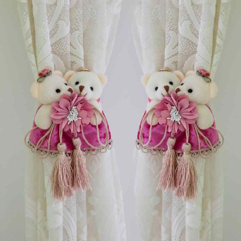 カーテン タッセル 留め具 クリップ 紐 布製 花柄 キャラクター アニマル 動物モチーフ おしゃれ かわいい シンプル モダン 家庭用 リビング 寝室 子供部屋 インテリア雑貨 2個セット