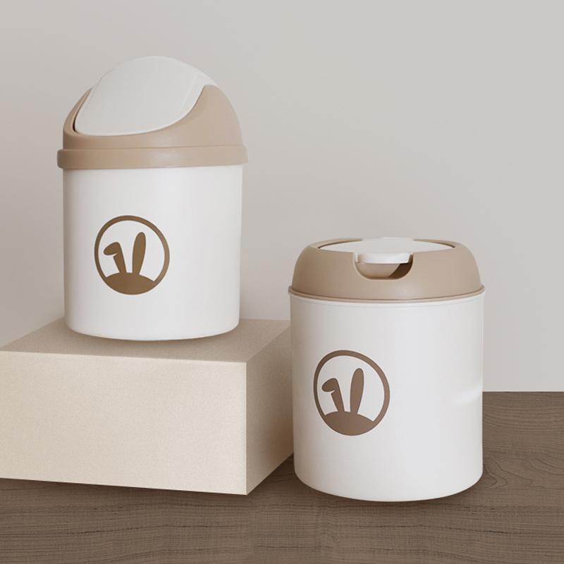 For Separated Refuse - 卓上ゴミ箱 ミニ ダストボックス 蓋 おしゃれ かわいい 北欧風 家庭用 オフィス リビング 寝室 デスク 分別 円筒形 プラスチック製 4L