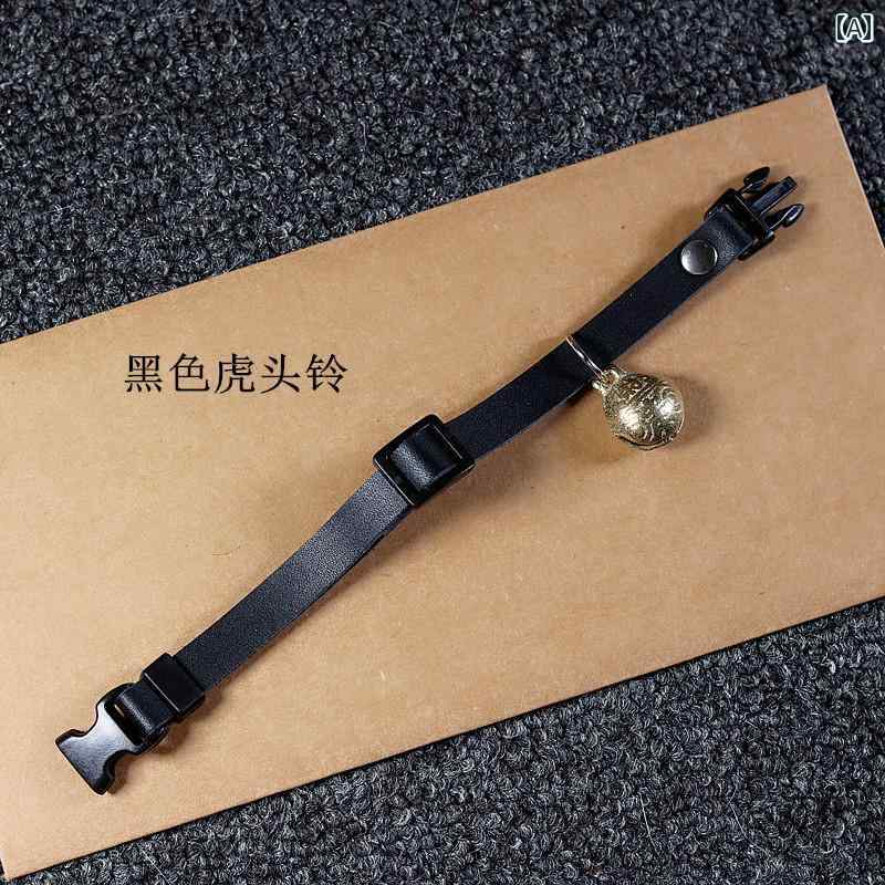 ペット用首輪 猫 犬 兼用 レザー製 銅製鈴 調節 小型犬 中型犬用 ネックアクセサリー おしゃれ かわいい お散歩 普段使い 黒 ブラウン
