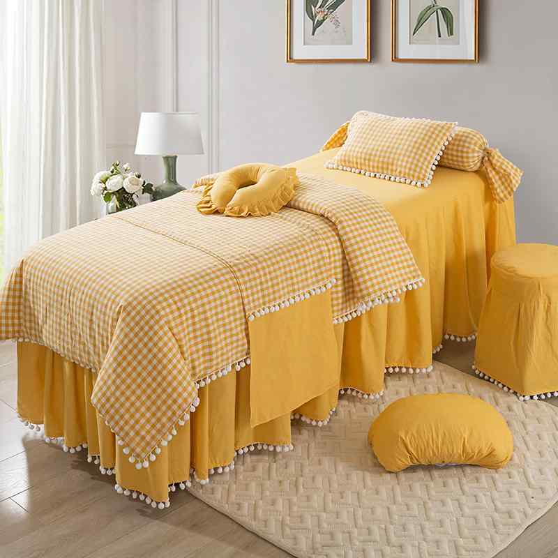 エステベッドカバー ウォッシュドコットン 綿 マッサージ用 業務用 厚手 無地 4点セット シンプル ライ..