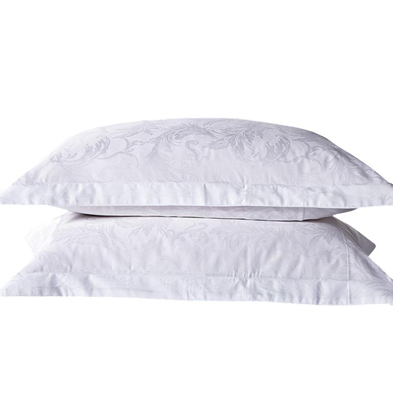 枕カバー ホテル仕様 60S 綿 サテン織り 白 ジャカード織り シングル用 フリル 2組4枚組 上品 なめらか..