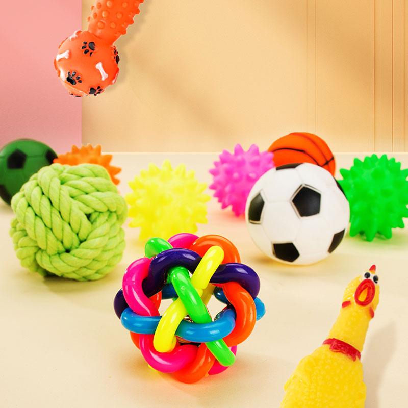 犬用おもちゃ 小型犬 子犬用 ボール 歯磨き効果 デンタルケア 丈夫 噛み応え 耐久性 音が鳴る 発声 ス..