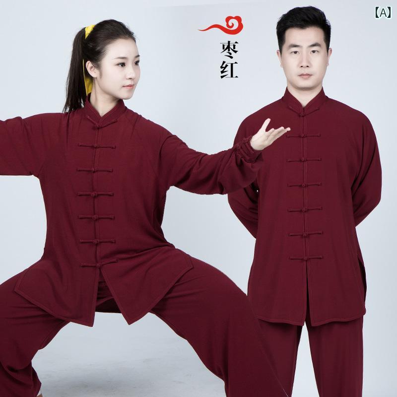 太極拳ウェア 男女兼用 伸縮性 麻 太極拳服 練習着 稽古着 演武服 パフォーマンスウェア 中国武術 武道着 中国風 快適 通気性 吸湿速乾 春秋