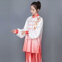 武術服 レディース 太極拳 演武服 試合用 発表会 衣装 刺繍 梅花 グラデーションカラー 伸縮性 3点セット