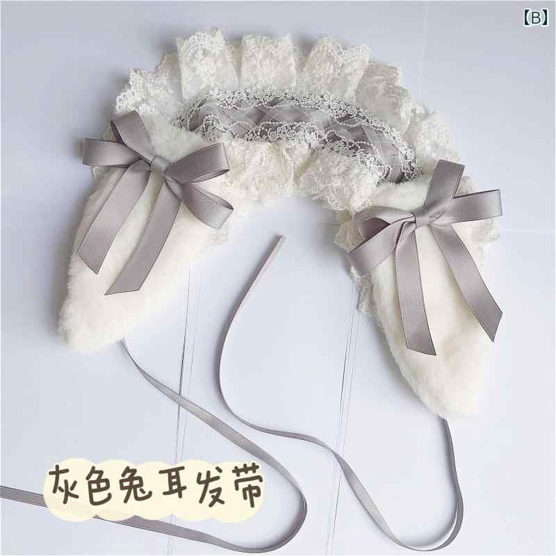 ヘッドドレス ロリータ アリス スウィート かわいい リボン レース 着脱式 ワイヤー 垂れ耳うさぎ ヘアアクセサリー カチューシャ 多色展開