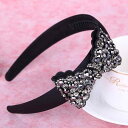 カチューシャ レディース リボン ラインストーン クリスタル レザー ワイド幅広 韓国風 上品 エレガント かわいい 普段使い お呼ばれ ヘアアクセサリー ヘッ...
