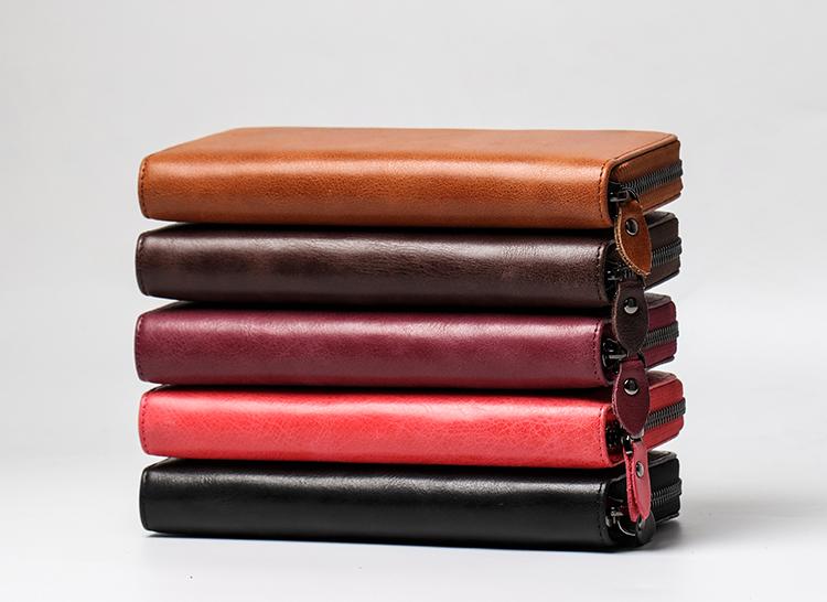 財布 男女兼用 革 牛革 レトロ ヴィンテージ 長財布 ラウンドファスナー クラッチバッグ 大容量 多機能..