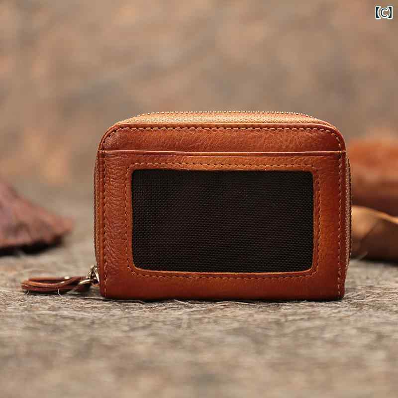 カードケース レディース レトロ 革 牛革 ミニ財布 多機能 コンパクト ファスナー 小銭入れ 大容量 名刺入れ 二つ折り 普段使い