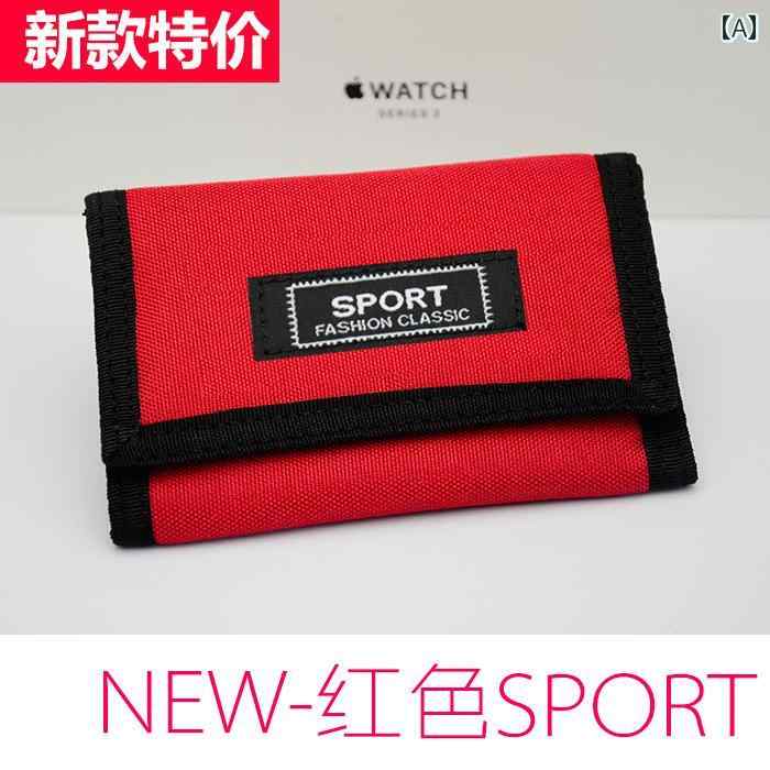 財布 メンズ 学生用 カジュアル シンプル 薄型 スリム キャンバス キャンバス ウォッシャブル 多機能 三つ折り 横型 面ファスナー 小銭入れ 札入れ カード入れ ファスナーポケット 2
