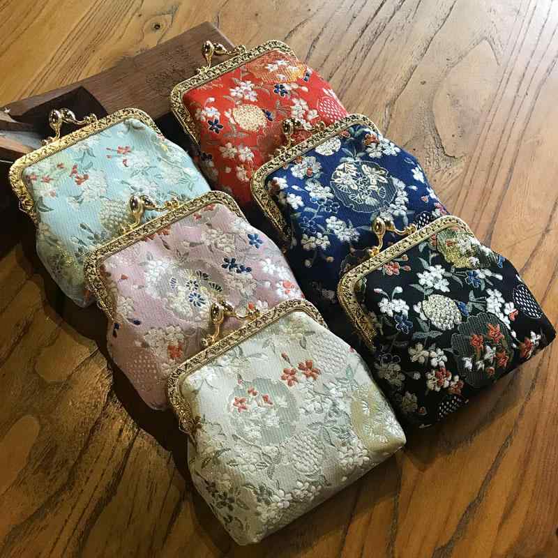 口金ポーチ レディース レトロ 民族風 錦織 花柄 中国風 チャイナドレス 小銭入れ ミニバッグ コットン..