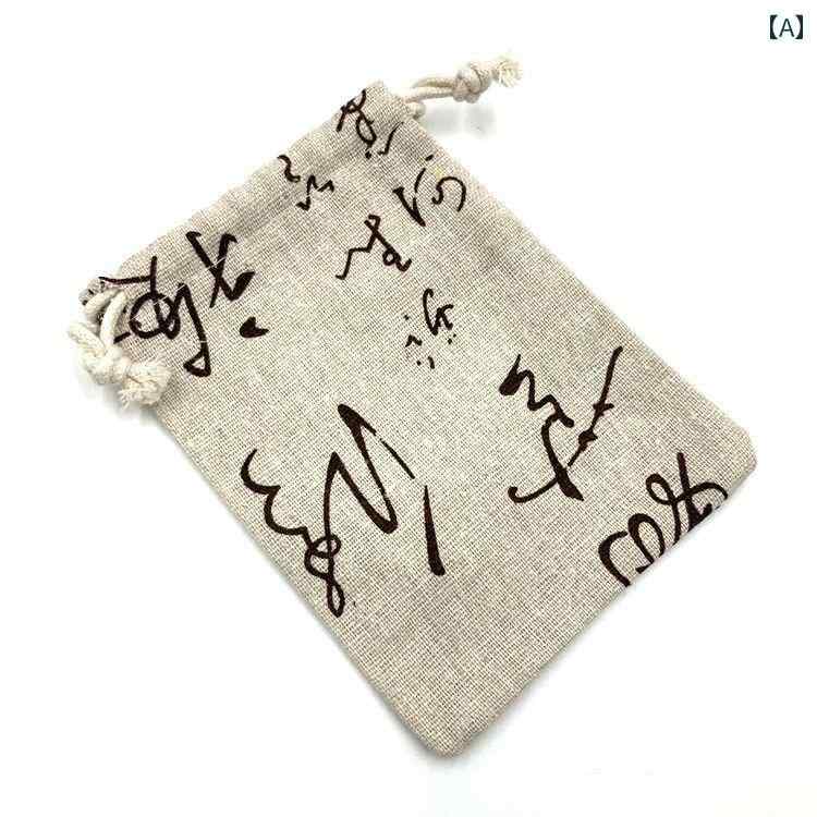 巾着袋 綿麻 ミニ カップ用 アクセサリーポーチ ジュエリー収納 小物入れ 数珠入れ ハンドメイド 手作..