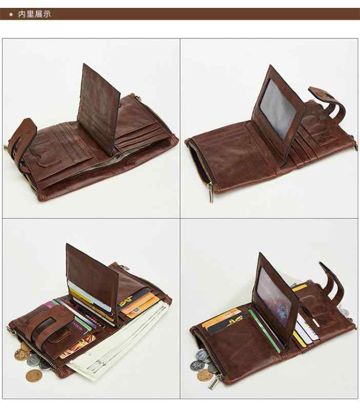 財布 メンズ レトロ ヴィンテージ 革 牛革 レザー ショート 縦型 RFID保護 スキミング防止 ダブルファ..