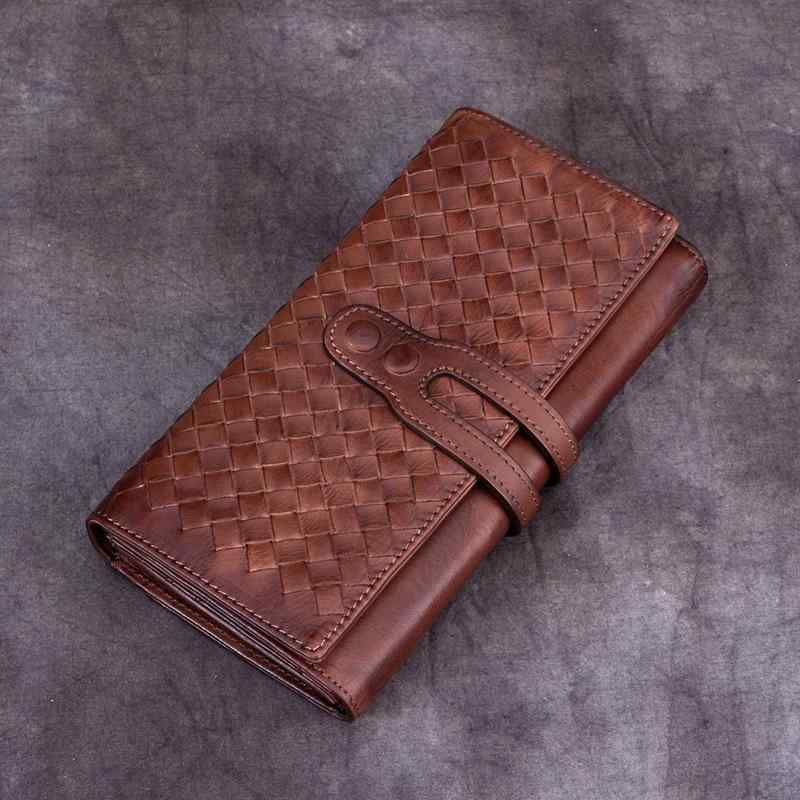 ・カテゴリ: 長財布・スタイル: レトロ・素材: トップグレイン牛革・裏地素材: ポリエステル・開閉方式: ファスナー.留め具・柄: 無地・形状: 縦型・性別: メンズ・要素: 編み込み・カラー展開: ダークブラウン.エッグイエロー.墨緑.カーキ.グレー.コーヒー.レッド.パープル.ブルー・内部構造: 隠しポケット.ファスナーポケット.札入れ.写真入れ.小銭入れ.通帳入れ.ID入れ.カード入れ・対象: 若者層・仕様: 3つ折り