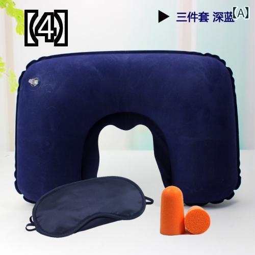 ネックピロー 空気 首枕 エア枕 インフレータブル 車 U型 軽量 アウトドア キャンプ ポータブル 飛行機 快眠 快適 防災グッズ コンパクト 収納 耳栓 アイマスク 夏 青 赤 グレー