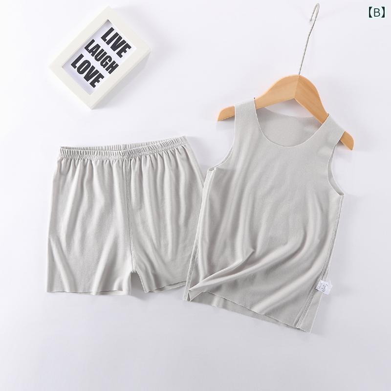 パジャマ キッズ 子供 ベビー 男女兼用 モダール タンクトップ ショートパンツ セットアップ 吸湿速乾 シームレス 薄手 ルームウェア 上下セット 春夏 部屋着 涼しい