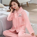 パジャマ レディース 秋冬 綿 エアコットン 極厚 暖かい 三層キルティング 長袖 長ズボン 前開き 襟 ウエストゴム セットアップ 産後 マタニティ ルームウ...