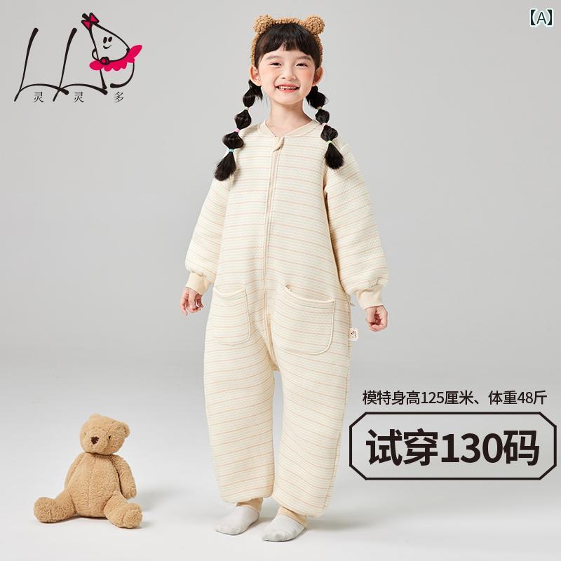 キッズ 女の子 スリーパー パジャマ つなぎ 秋冬 厚手 三層中綿 暖かい トイレ 寝冷え防止 ルームウェ..