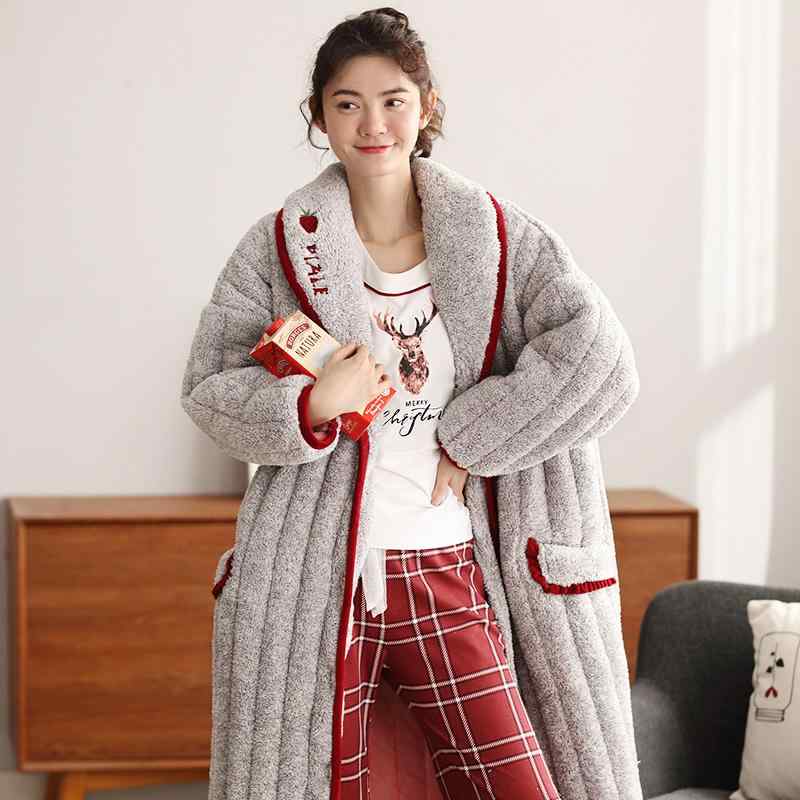 ルームウェア レディース パジャマ ロング丈 マキシ丈 冬 厚手 中綿 三層構造 暖かい サンゴフリース ..