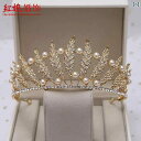 ティアラ レディース 金 パール 大ぶり 誕生日 結婚式 花嫁 プリンセス 韓国風 ヘアアクセサリー ヘッドドレス ウェディング ブライダル アクセサリー ラインストーン
