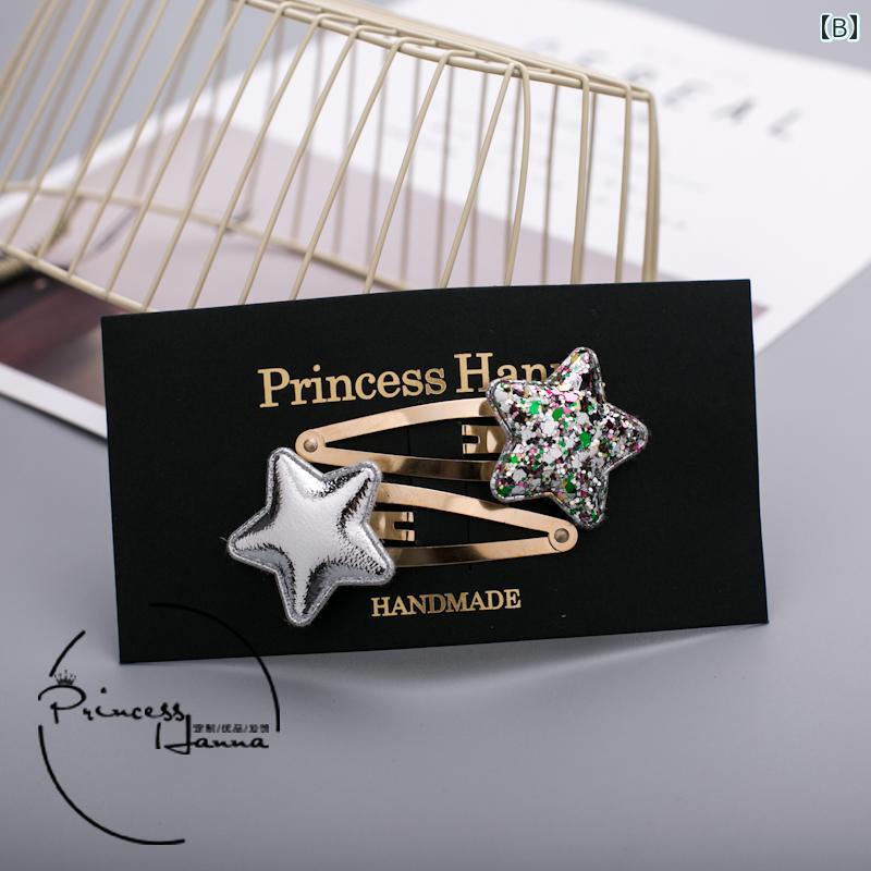 フロントップ楽天市場店のヘアクリップ 子供 女の子 韓国風 キラキラ 星 王冠 パッチンピン 髪飾り ヘアピン 前髪留め かわいい ゴールド シルバー ピンク ローズカラー 布巻き ヘアアクセサリー 普段使い お出かけ｜アングル3
