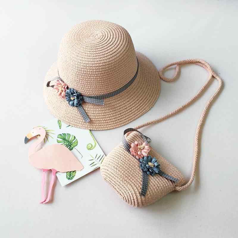 Straw Hat - 帽子 ベビー 女の子 麦わら帽子 ストローハット バケットハット デイジー柄 UVカット 日よけ ビーチハット サマーハット ピンク 軽量 通気性