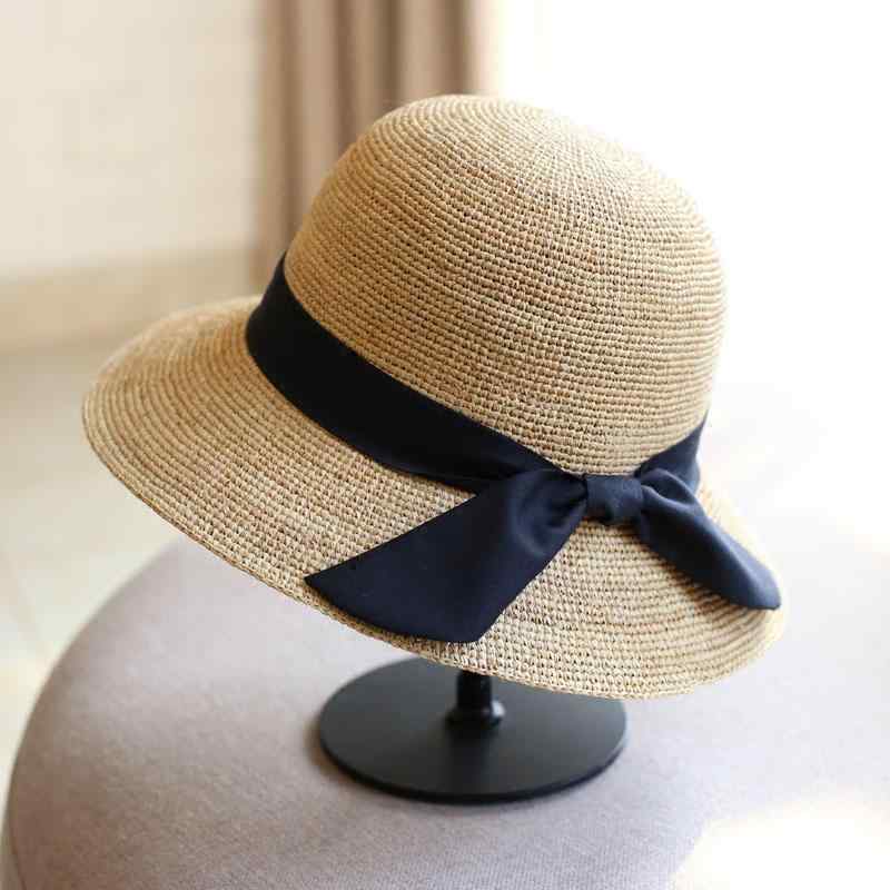 麦わら帽子 ストローハット レディース 女性用 手編み ラフィア草 UVカット 日よけ 日焼け対策 エレガ..