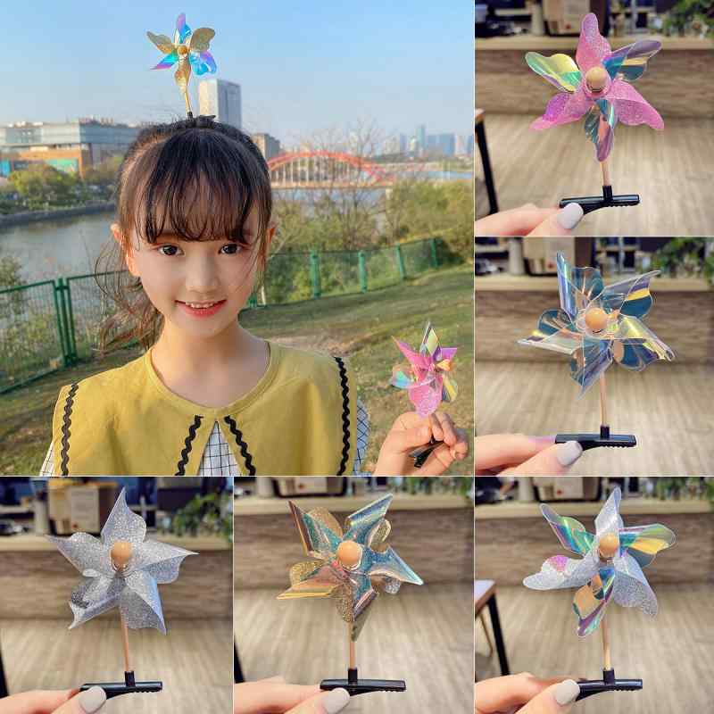 ヘアクリップ 子供 女の子 かわいい サイドクリップ 春夏 風車モチーフ ミニクリップ 髪飾り 髪留め お出かけ 普段使い おしゃれ