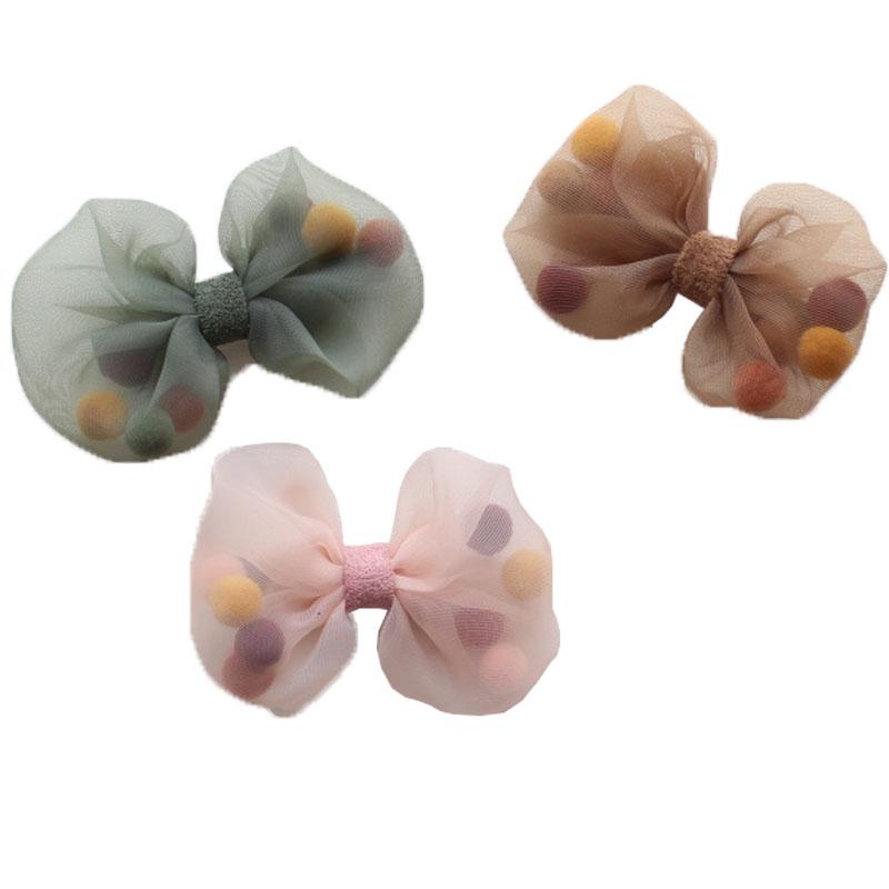 ヘアアクセサリー 女の子 子供 韓国風 かわいい リボン ポンポン クリップ プリンセス 髪飾り ピンク ..