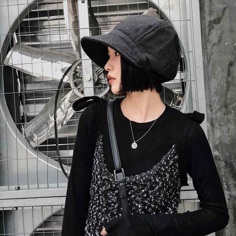 キャスケット レディース 秋冬 レトロ クラシカル カジュアル ウール混 防寒 暖かい 帽子 デイリー お出かけ 無地 ブラック ダークグレー ブラウン