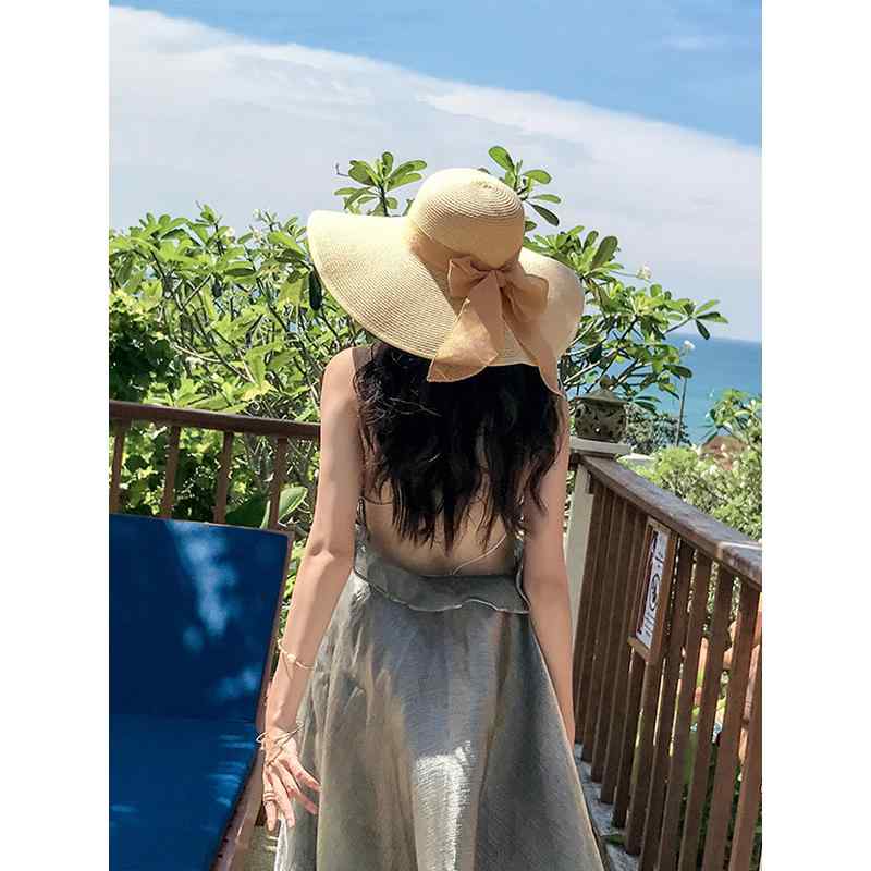 麦わら帽子 レディース つば広 UVカット 紫外線対策 日よけ 旅行 リゾート バカンス 海 ビーチ アウト..