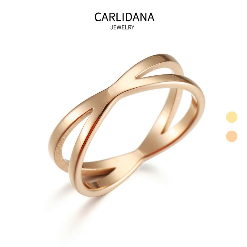 指輪 レディース 光沢 透け クロス チタン鋼 18K IPGゴールドメッキ ローズゴールド ゴールド ペアリング 韓国風 欧風 リング ユニーク 個性的な