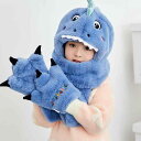 キッズ 男の子 女の子 マフラー 帽子 一体型 3点セット 恐竜 動物 フリース ふわふわ かわいい 冬 防寒 あったか 通園 通学 デイリー