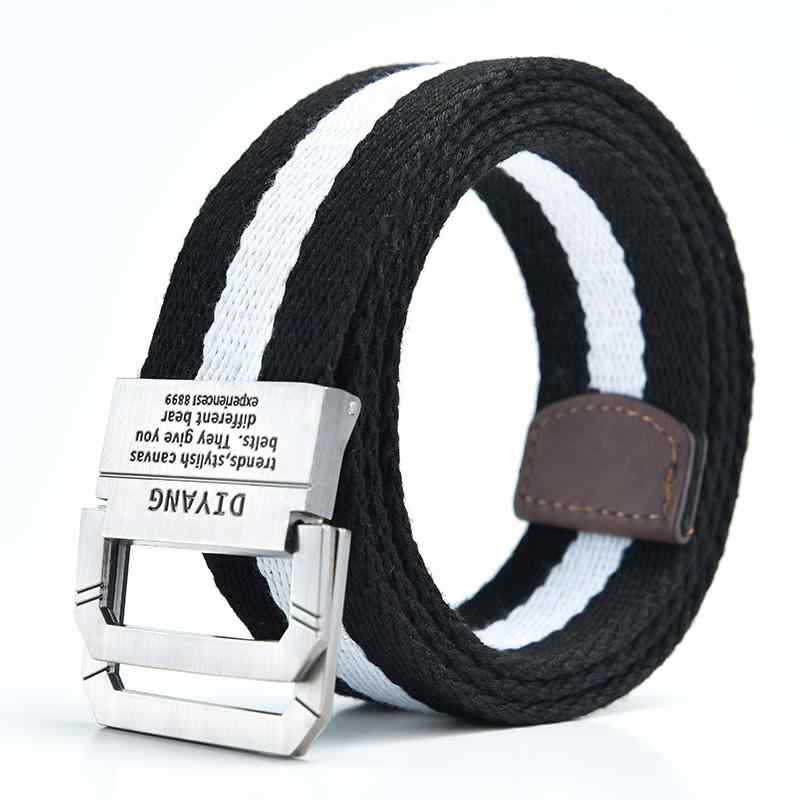 ベルト メンズ レディース ユニセックス 学生 キャンバス ダブルリングバックル 合金バックル 幅広 柔らかな デニム ジーンズ カジュアル 万能 多用途