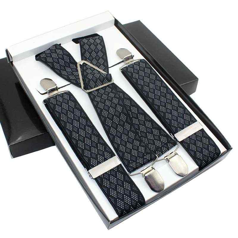 サスペンダー メンズ シニア 大きいサイズ 男性用 ズボン吊り 滑り止め 伸縮性 ゴム製 スーツ ビジネス フォーマル カジュアル スラックス パンツ ボトムス 普段使い 織り柄 チェック柄