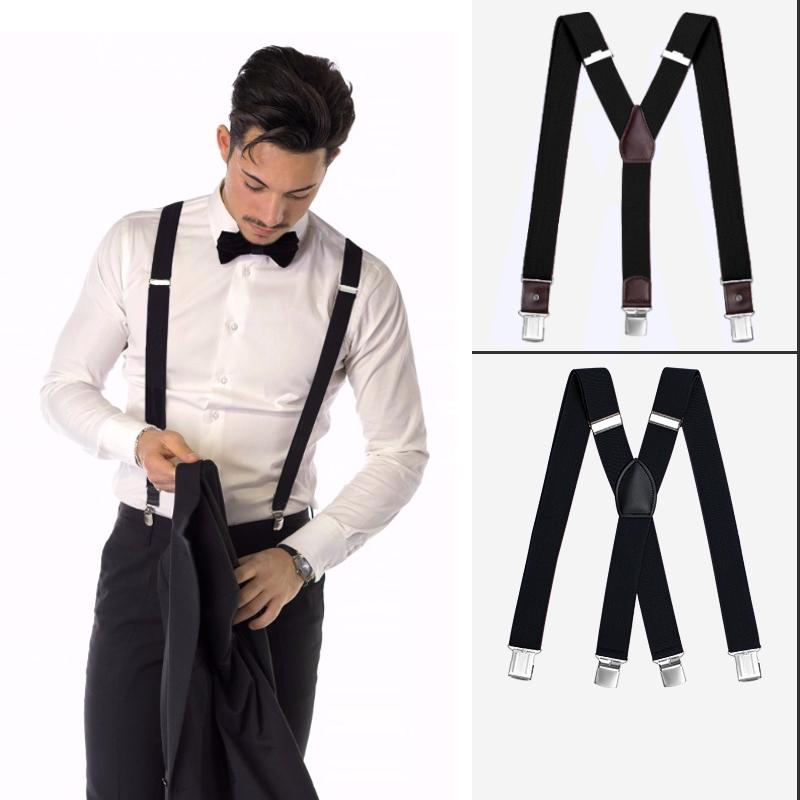 サスペンダー メンズ 男性用 レトロ ヴィンテージ カジュアル ビジネス スーツ 伸縮性 ゴム X型 Y型 クリップ式 ブラック 無地 幅広 幅広い年代 ズボン吊り