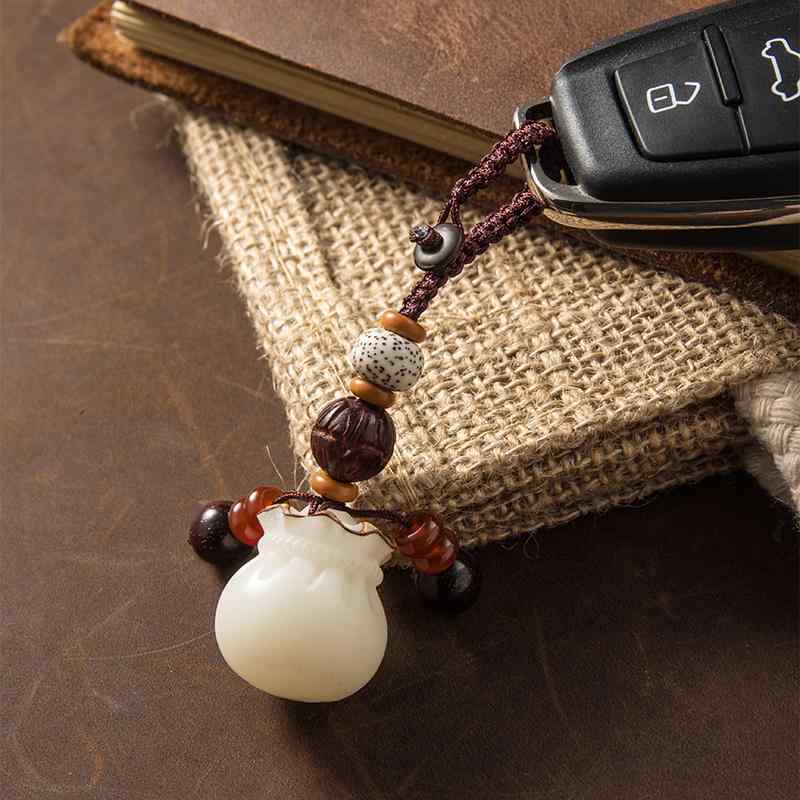 Other - キーホルダー メンズ レディース ユニセックス 菩提 小銭入れモチーフ 手編みロープ 編み込み 車用キーリング 鈴 タッセル チャーム