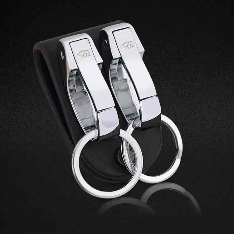 キーホルダー メンズ 男性用 革 牛革 レザー 二重構造 ダブルリング ベルト通し 腰掛け 車用 スマートキー 自動車 シンプル おしゃれ 小物 プレゼント ギフト