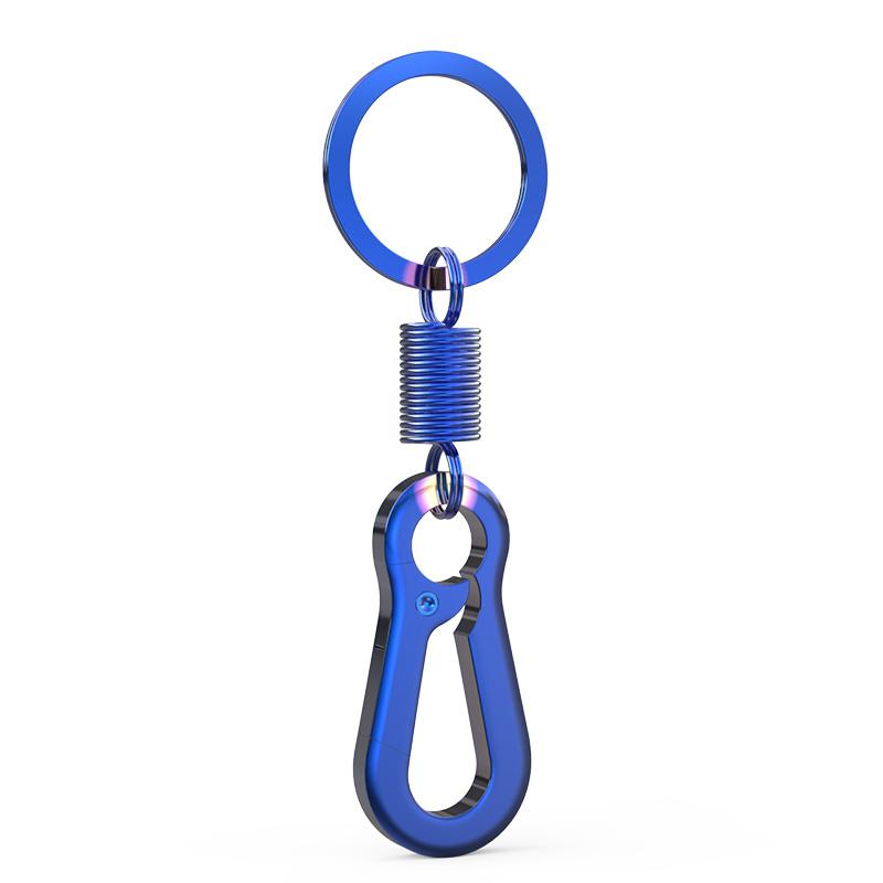 キーホルダー メンズ 男性用 車 バイク 鍵 スマートキー ステンレス製 チタン焼き付け加工 おしゃれ 腰掛け フック ベルトループ キーリング カラビナ 高耐久 軽量 マルチカラー