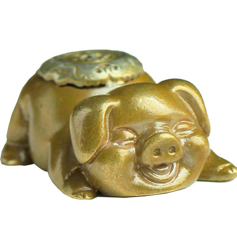 キーホルダー レディース メンズ 銅 真鍮 銅製 かわいい豚 十二支 ペンダント チャーム 置物 文鎮 ハン..