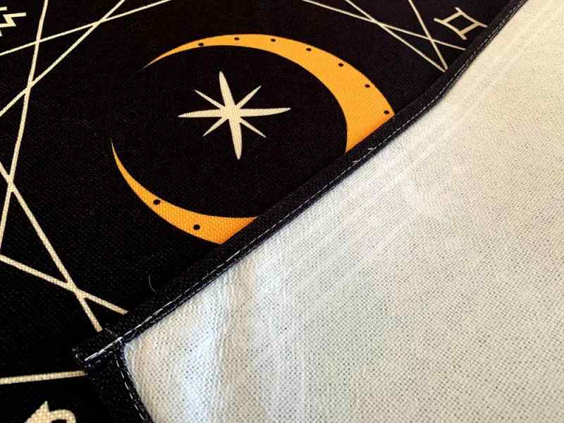 タロットマット 星月 魔法陣 太陽 月 月相 星座 幾何学模様 混紡 欧風 神秘的 カード占い オラクルカー..