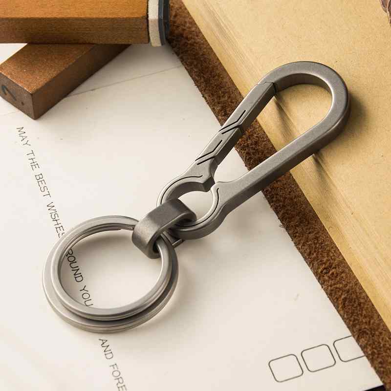キーホルダー メンズ チタン合金製 カラビナ キーリング 車鍵用 リモコンキー スマートキー ベルトループ ウエストクリップ シンプル おしゃれ キーチェーン