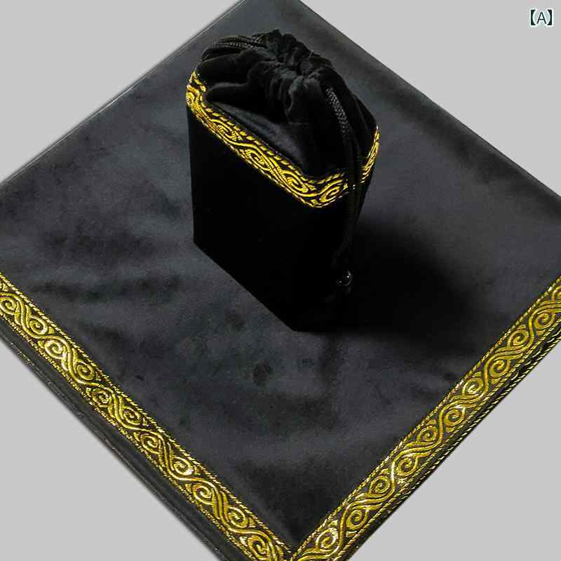 タロットクロス ベロア 専用巾着 ウェイト版 OHカード オラクルカード用 金縁 雷紋柄 タロット占い ボードゲーム用 厚手 ブラック レッド