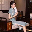 チャイナドレス ロング レディース 春夏 レトロ エレガント ドレス ミディ丈 スリット 大きいサイズ 半袖 セクシー