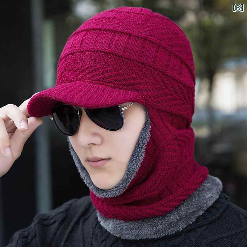 ニット帽 メンズ 男性用 秋冬 裏起毛 厚手 防寒 暖かい 暖かい 韓国風 アクリル 若者 デイリー アウトドア 3