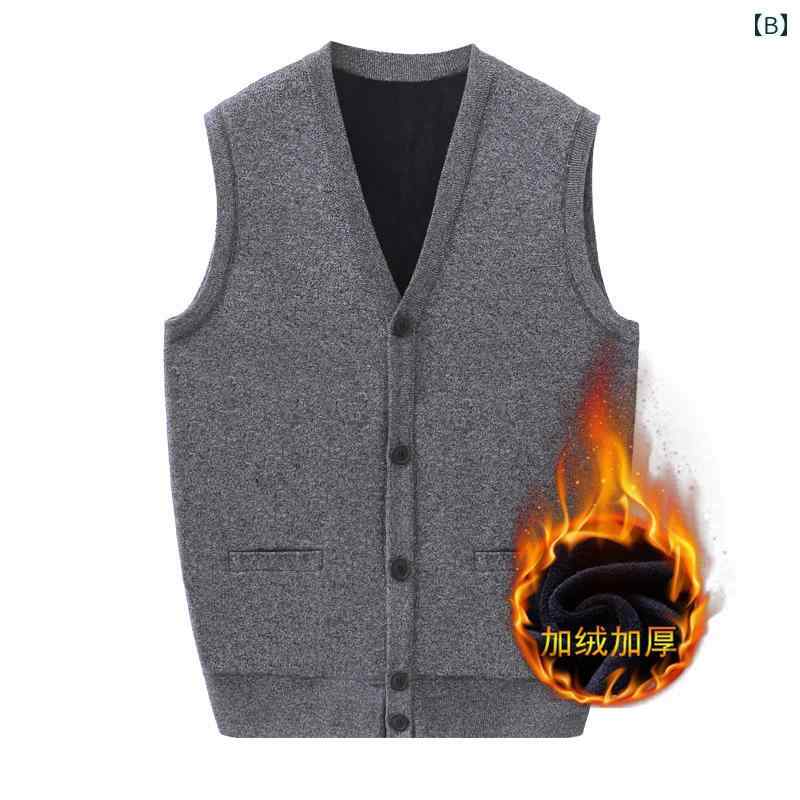 ベスト メンズ おしゃれ 前開き 冬 秋冬 大きいサイズ シニア 暖かい 厚手 裏起毛 ニット ボタン ニットベスト カーディガン 防寒