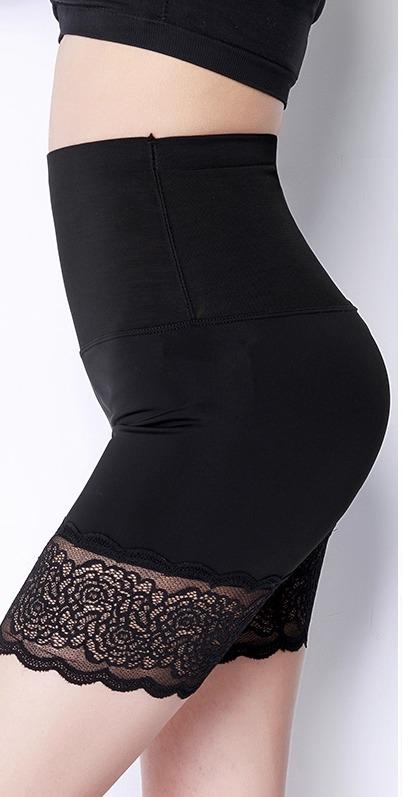 ショートパンツ レディース おしゃれ ハイウエスト 補正 着やせ ショーツ 薄手 レース裾 パンツ インナー 見せパン 下着 ピッタリ お腹カバー ヒップアップ