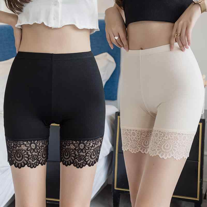 パンツ レディース おしゃれ 大きいサイズ 3分丈 薄手 レース モダール 体型カバー 見せパン 夏 黒 シンプル ストレッチ