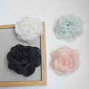 コサージュ ブローチ レディース 韓国 薄手 シフォン生地 バラモチーフ アクセサリー 装飾 小物 ミセス マダム シンプル エレガント おしゃれ 黒 ピンク アプリコット