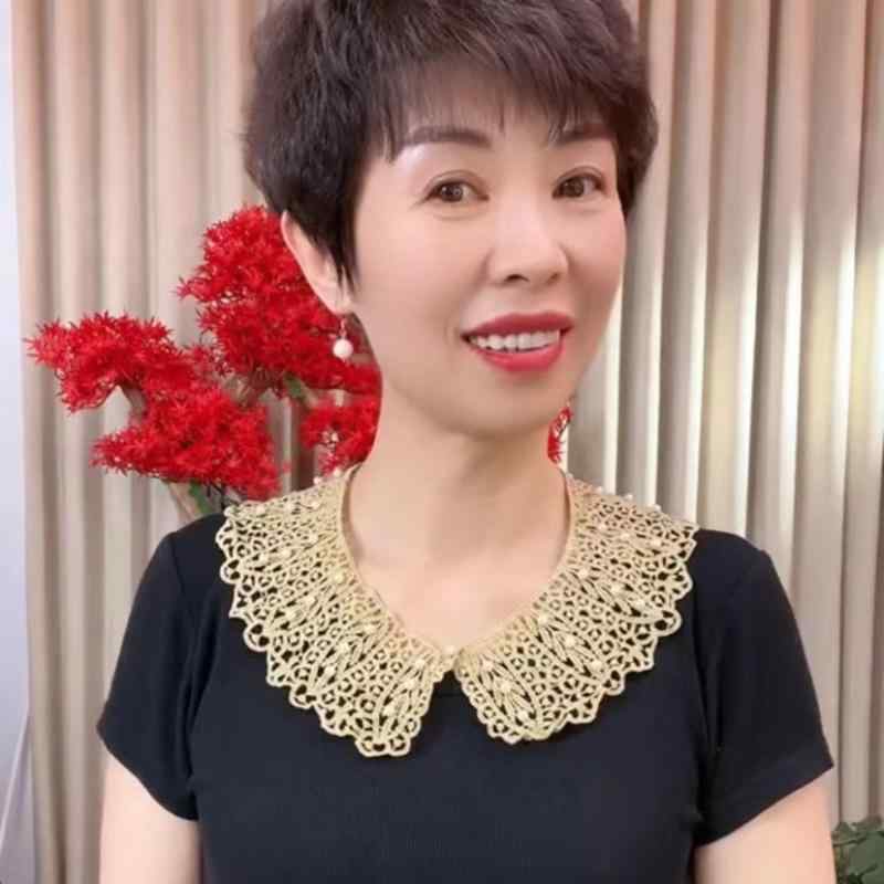 付け襟 レディース おしゃれ レース パール装飾 花柄 刺繍風 透かし編み フリル 韓国 ドレス ブラウス アクセサリー